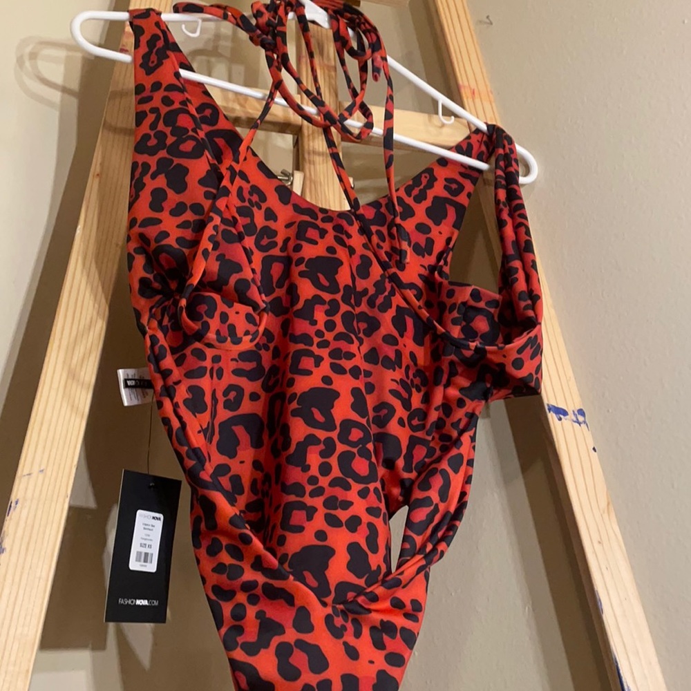 Fashion Nova super cheeky thong one piece leopard